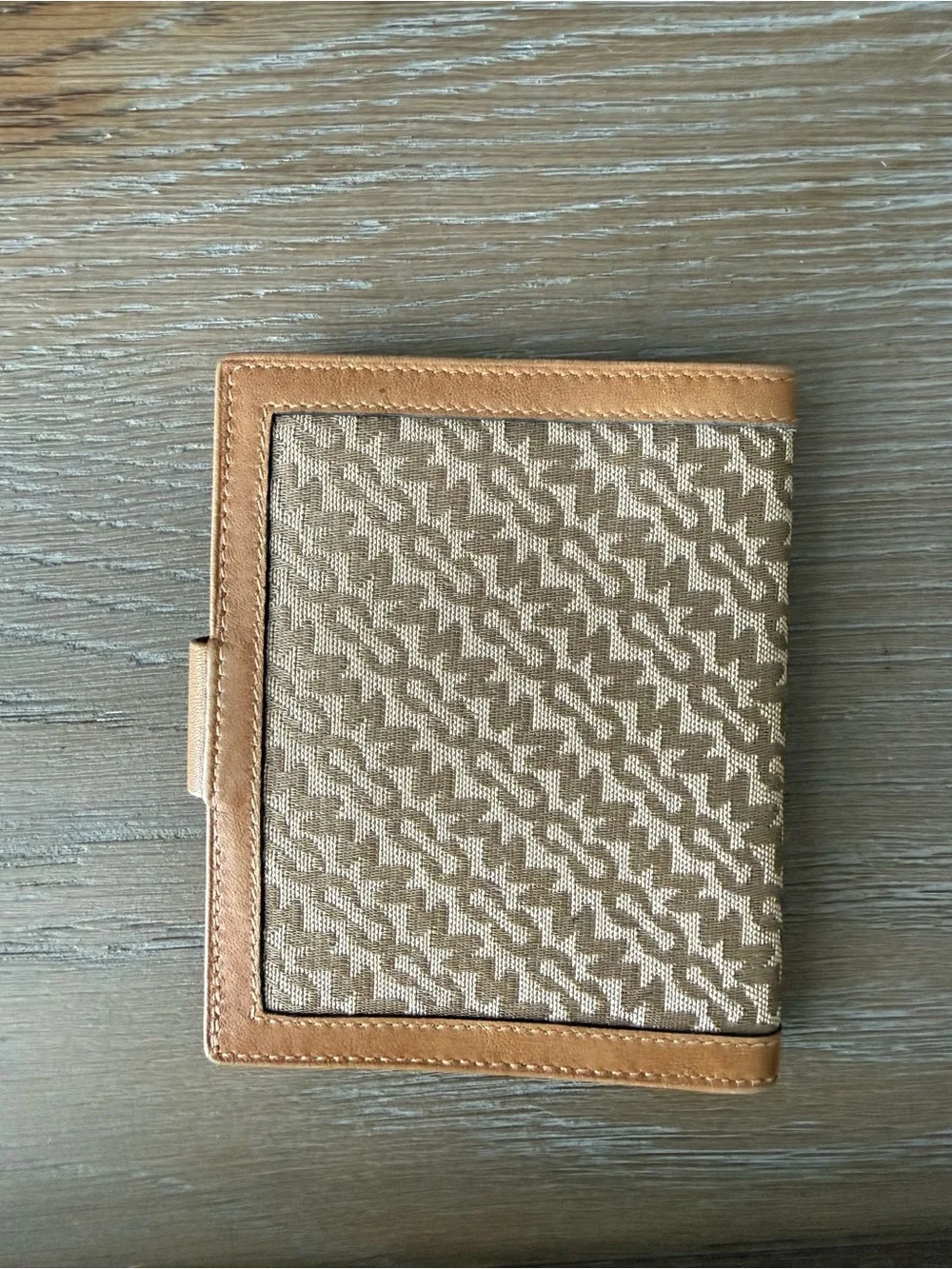 Tan Leather Trim Canvas Card Holder - Women